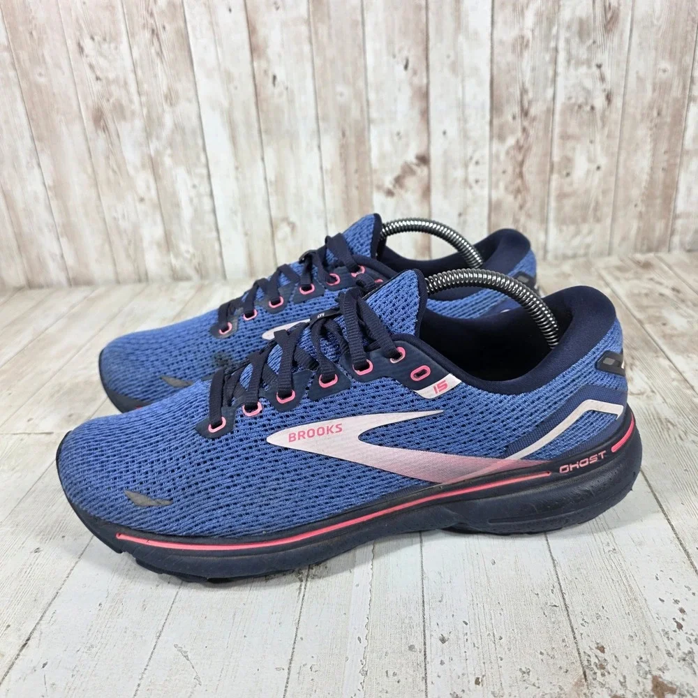 Brooks Ghost 15 Womens Running Shoes Blue Pink 1203801B469 Size 11 Medium B